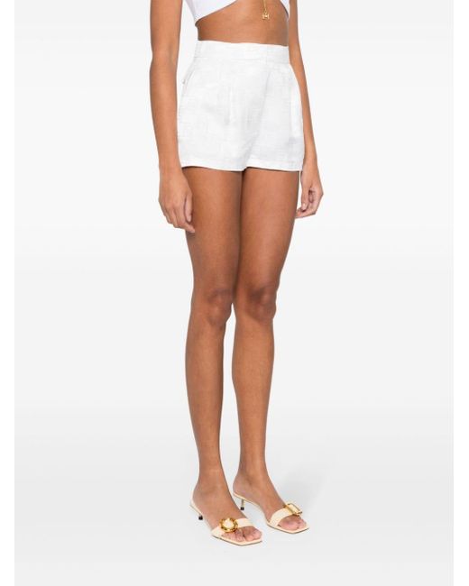 Elisabetta Franchi White Logo-jacquard Shorts