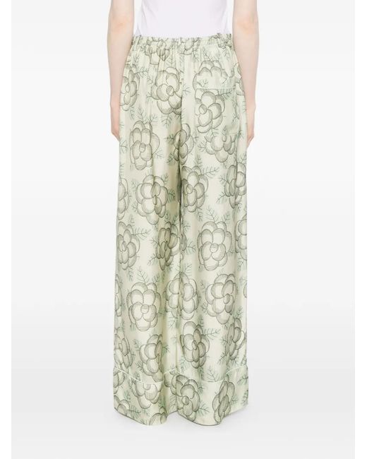 Marni White Printed Piping Trousers