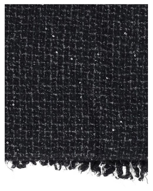 Faliero Sarti Black Sequin-Embellished Frayed-Edge Scarf