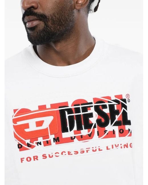 DIESEL White Logo-Print Sweatshirt for men