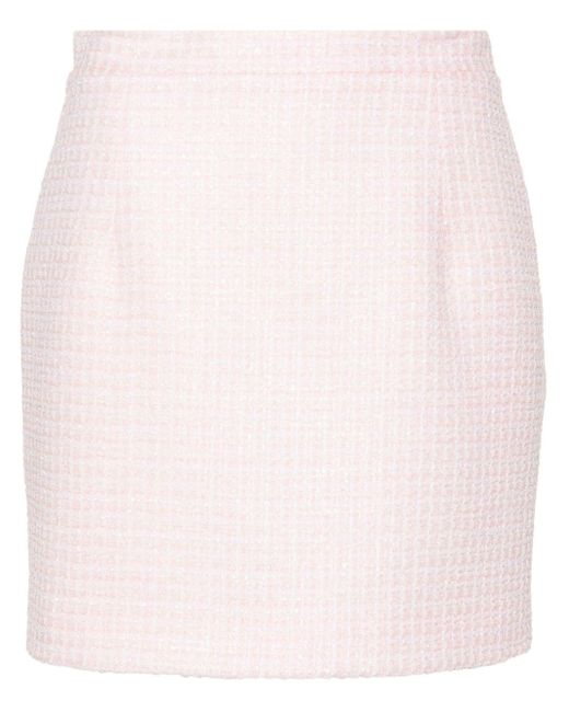 Alessandra Rich Pink Tweed Fitted Skirt - Women's - Polyester/polyamide/viscose