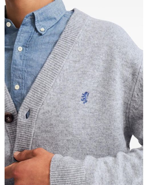 Pringle of Scotland Gray Wool V-Neck Cardigan for men