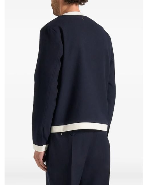 Manière De Voir Blue Clovis Tailored Contrast-Placket Cardigan for men