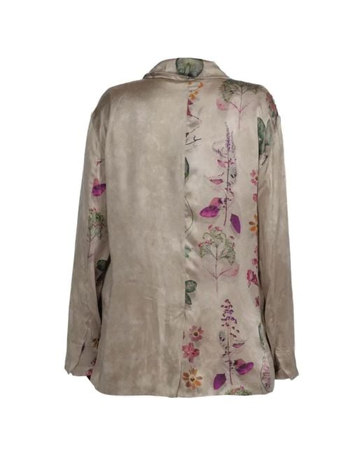 Avant Toi Natural Floral-Print Patchwork Jacket