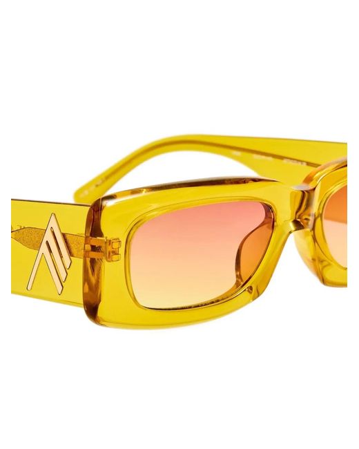 The Attico Yellow Mini Marfa Rectangle-Frame Sunglasses
