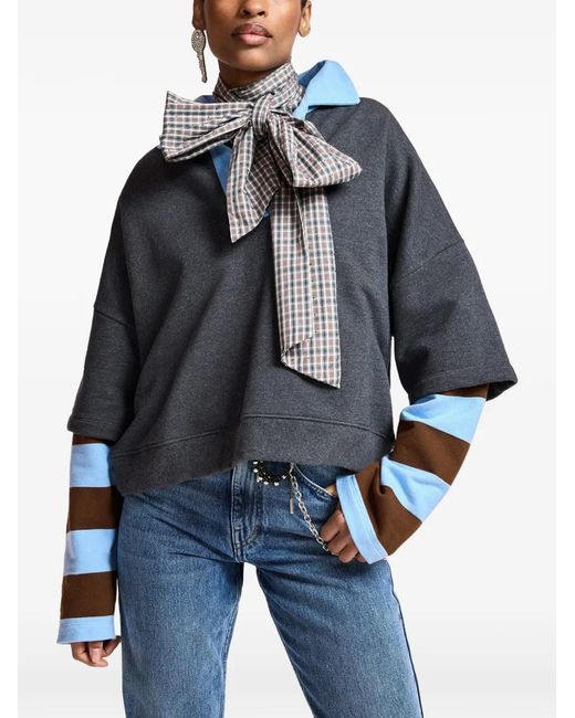 Essentiel Antwerp Blue Kantelou Polo-Collar Sweatshirt