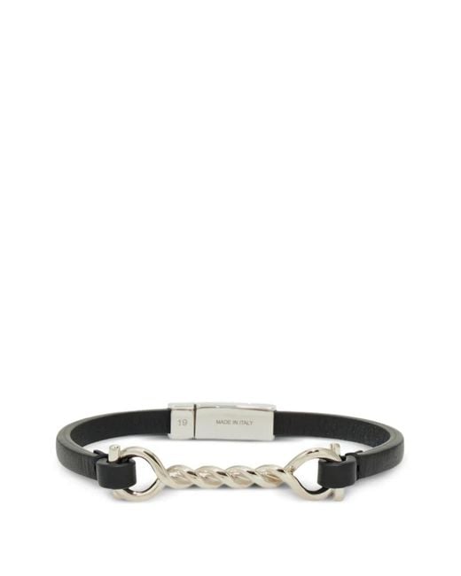 Ferragamo White Gancini Leather Bracelet (20 Cm) for men