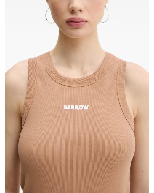 Barrow Natural Ribbed Logo-Print T-Shirt