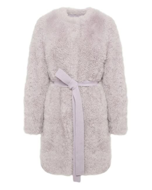 Yves Salomon White Belted-Waist Coat