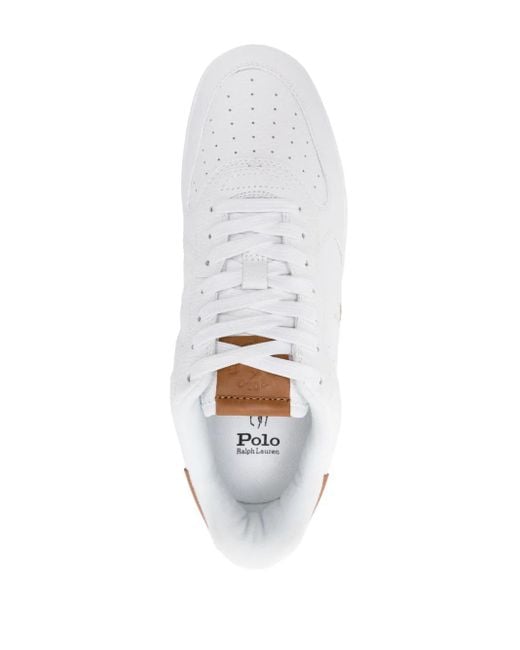 Polo Ralph Lauren White Polo Pony Embroidered Leather Sneakers