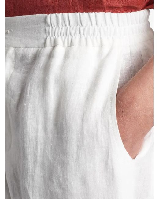 Alpha Studio White Elasticated-Waistband Straight-Leg Trousers for men