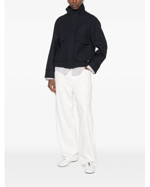 Ottod'Ame Black Elasticated-Hem High-Neck Jacket