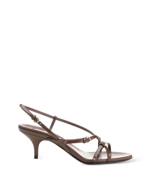 Miu Miu Metallic Patent-Leather Buckle-Detail Sandals
