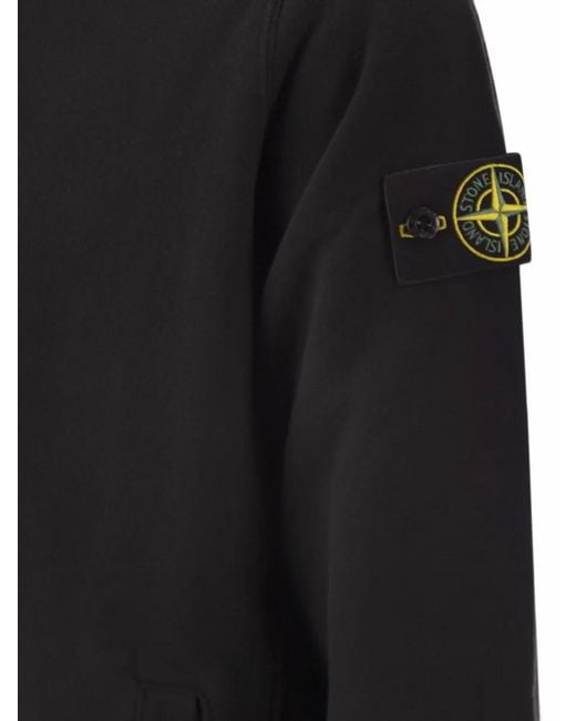 Stone Island Black Logo-Patch Zip-Up Hoodie for men
