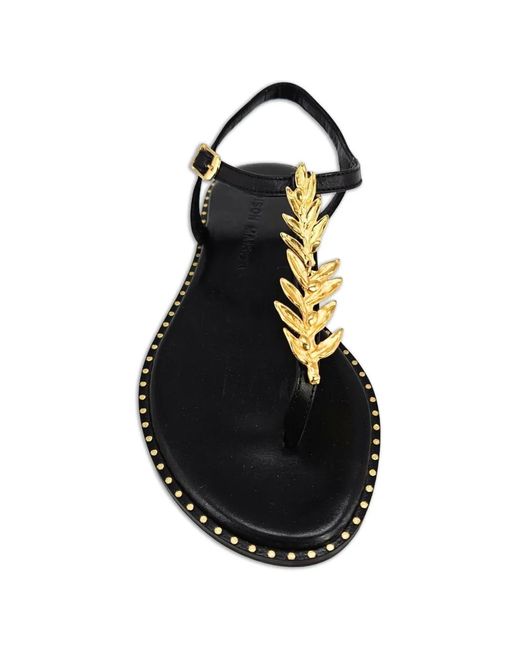Madison Maison Black Leaf-Embellished Sandals