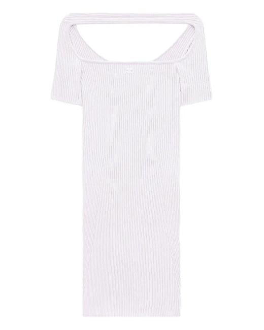Courreges White Hyperbole Embroidered Ribbed Mini Dress