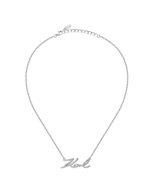 Karl Lagerfeld White Encrusted-Name Necklace