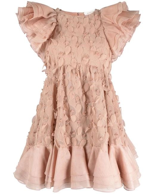 Zimmermann Pink 'dancer Frilled Mini Dress'