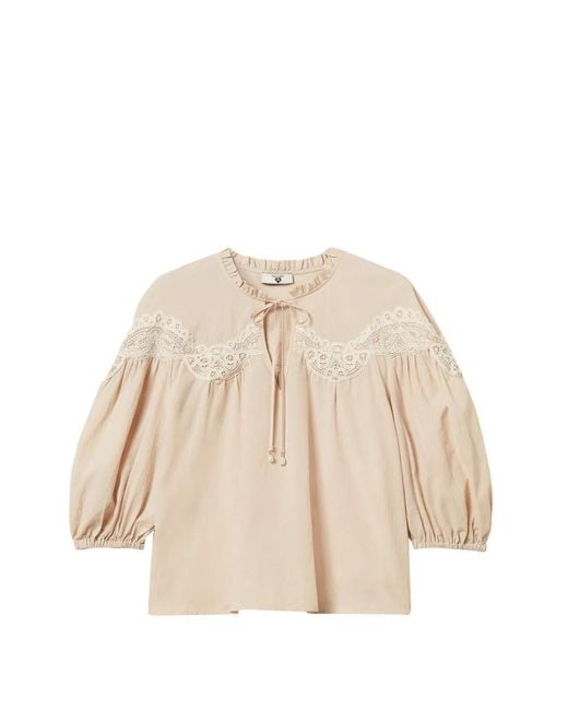 Twinset Natural Lace-Panelling Blouse