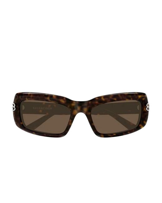 Balenciaga Brown Bb Havana Rectangle Sunglasses