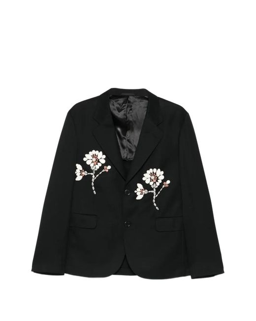 Simone Rocha Black Floral-Appliqué Blazer for men