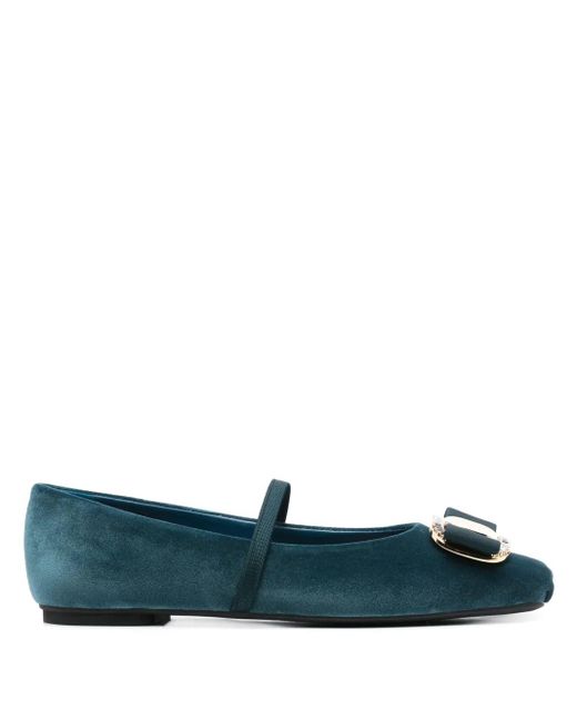 Ferragamo Blue New Vara Ballet Flats