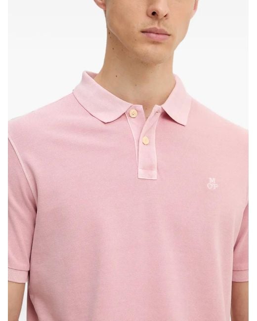 Marc O' Polo Pink Logo-Embroidered Piqué Polo Shirt for men