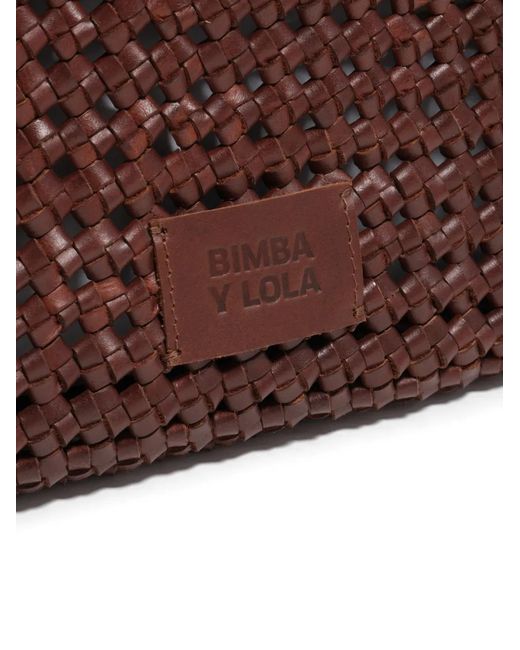 Bimba Y Lola Brown Plaited Leather Tote Bag