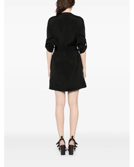 Tom Ford Black Textured Belted Mini Shirt Dress