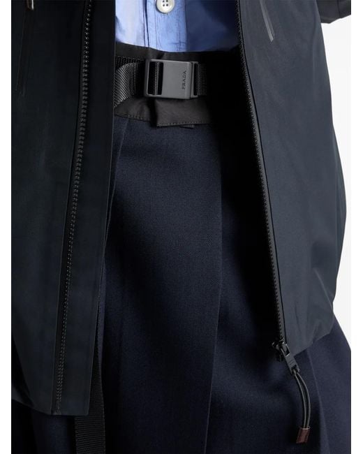 Prada Blue Falten-Midirock mit Schnallengürtel