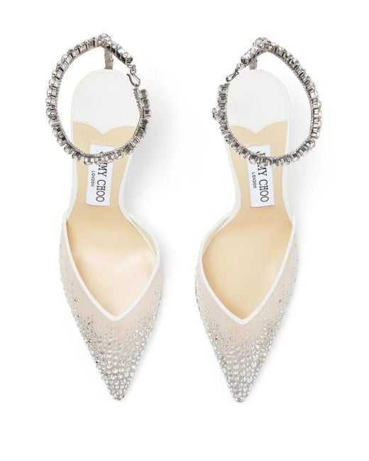 Décolleté Saeda 100 Con Cristalli di Jimmy Choo in White