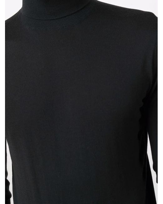 Dell'Oglio Black Roll-Neck Merino Jumper for men