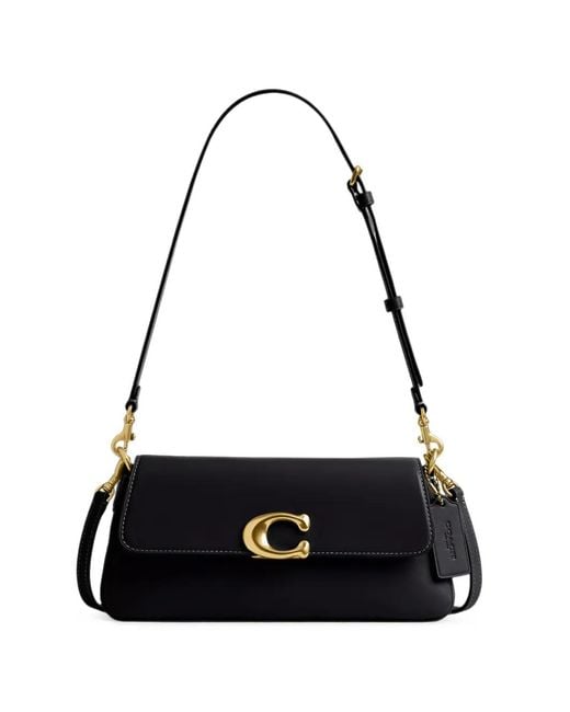 COACH Black Jet Leather Shoulder Bag