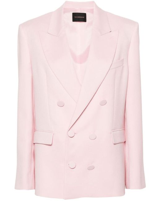 ANDAMANE Pink Double-breasted Crepe Blazer