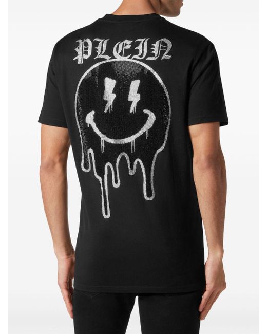 Philipp Plein Black Smile Rhinestone-embellished T-shirt for men