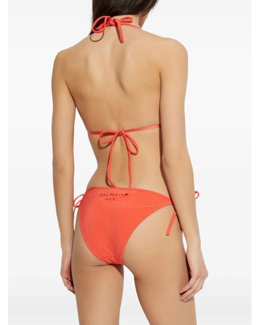 Balmain Red Tie-Side Bikini