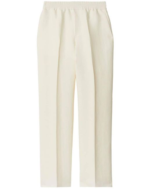 Burberry White Tapered-Hose aus Canvas