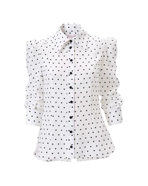 Carolina Herrera White Polka Dot Blouse