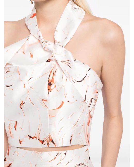 Saiid Kobeisy White Printed Strapless Top