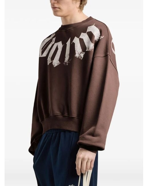 Palm Angels Brown Logo-Print Sweatshirt for men