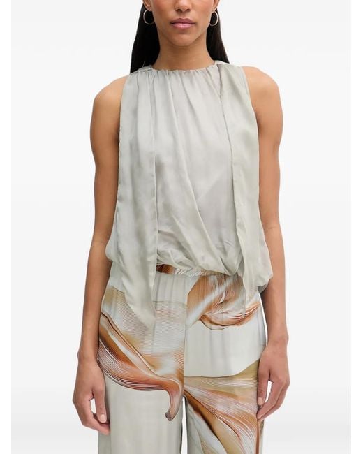 Isabelle Blanche Gray Draped Sleeveless Top