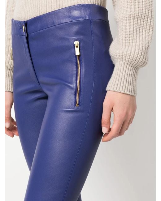 Arma Blue Cropped Leather Leggings