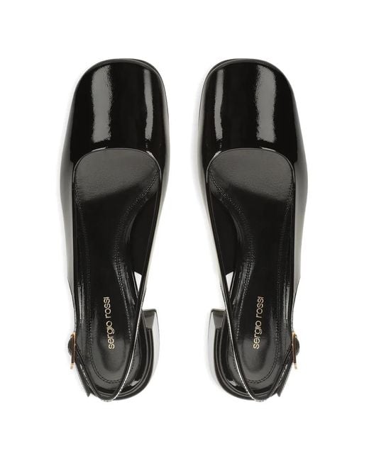 Sergio Rossi Black Sandales Convex En Cuir