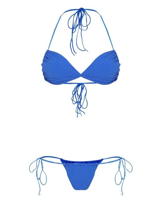 Amir Slama Blue Tie-Fastening Bikini Set