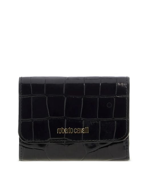 Roberto Cavalli Black Portemonnaie Mit Kroko-Optik