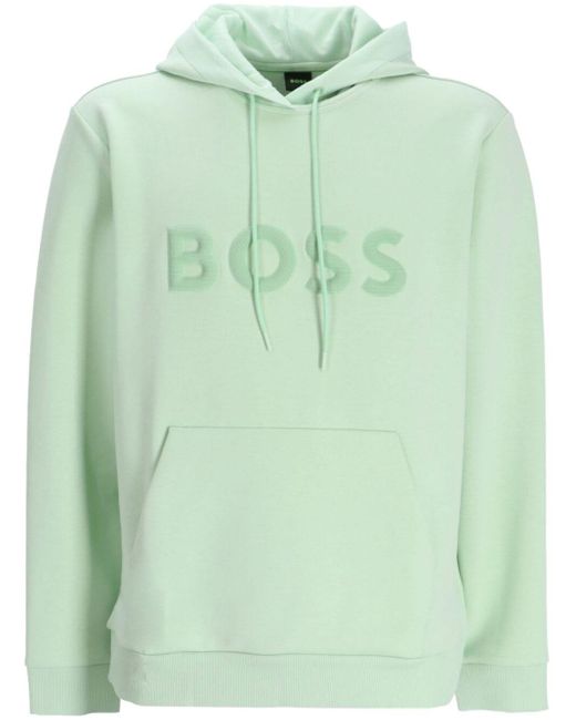 Boss Green Logo-raised Drawstring Hoodie for men