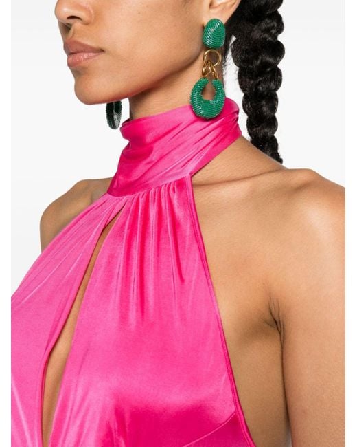 Pinko Pink Ruched Open-back Maxi Dress