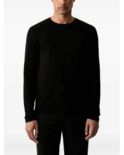 Trussardi Black Long-Sleeve Crew-Neck T-Shirt for men