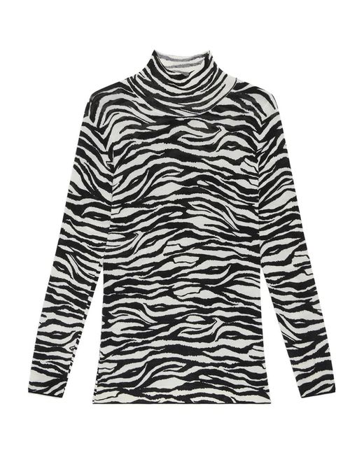 Maliparmi White Zebra-Print Mock-Neck Top