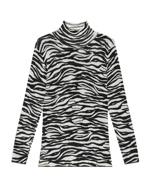Maliparmi White Zebra-Print Mock-Neck Top